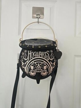 Vendula London Hogwarts Crossbody Bag in Black & Rose Gold